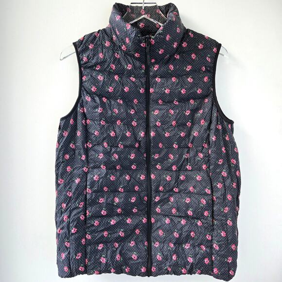 Uniqlo NEW Ultralight PUFFTECH Down Puffer Floral Vest Packable Womens Sz Large - Picture 1 of 10